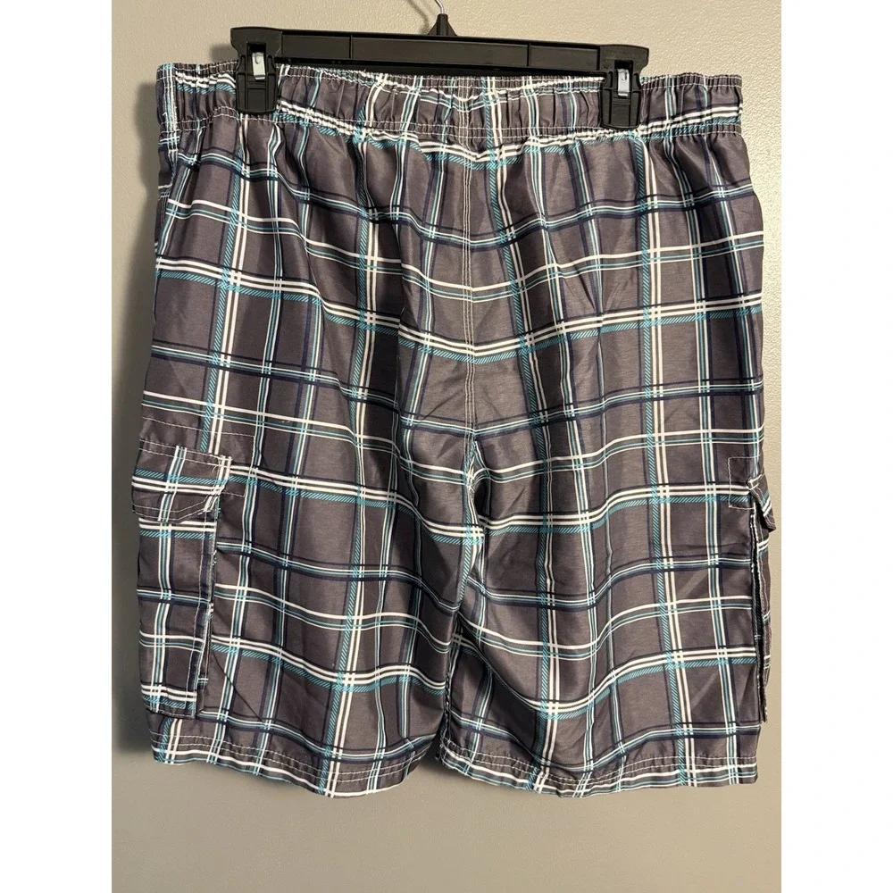 Kanu Surf Swim Trunks Lining Blue Gray Striped Strings Mens Size‎ Large